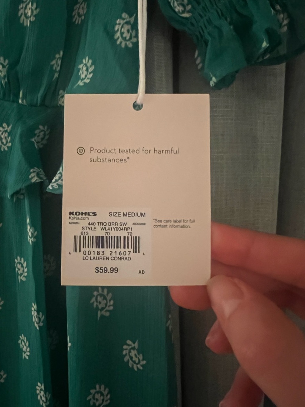LC Lauren Conrad Teal Green Floral Midi Dress - Picture 2 of 2